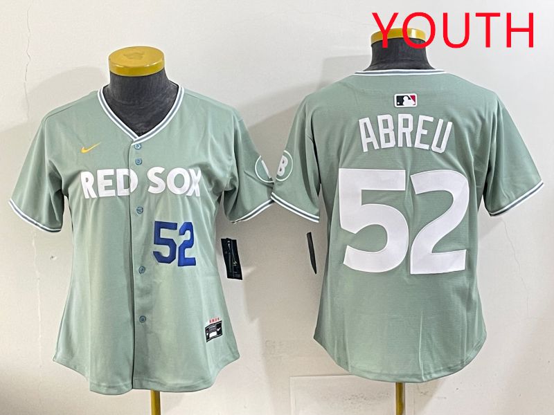 Youth 2025 Boston Red Sox #52 Abreu Light Green Joint Name Nike MLB Jersey style 4->youth mlb jersey->Youth Jersey